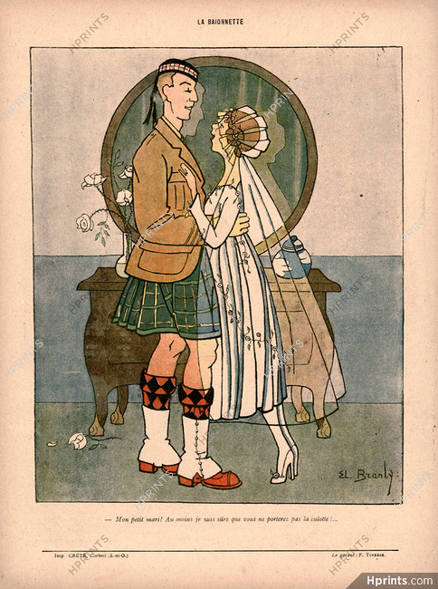 Elisabeth Branly 1918 Scottish, Kilt, Wedding dress