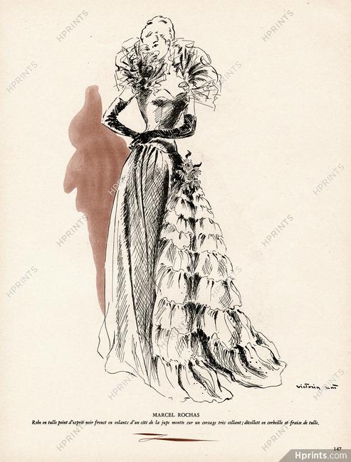 Marcel Rochas 1947 Evening Dress, Victoria Nat