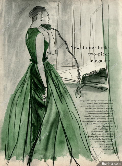 Two-piece Evening Gown by Jobère 1956 Eric, Fashion Illustration