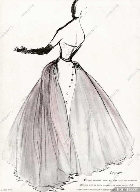 Simone Brousse 1949 Jacques Fath, Evening Dress