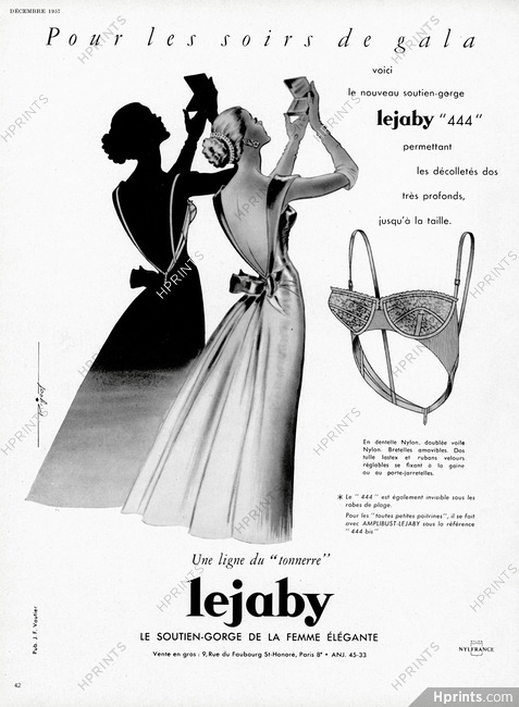 Lejaby 1957 Soutien-gorge '444', Décolletés Dos Profonds, Strapless Dress, Pigeot