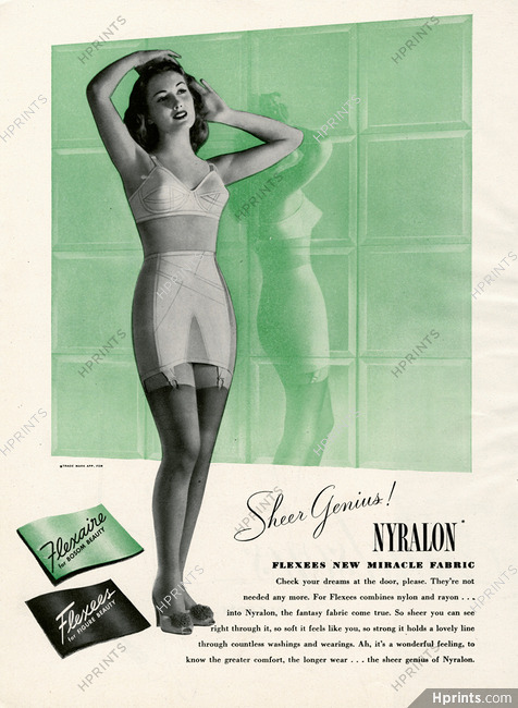 Flexees (Lingerie) 1946 Nyralon, Girdle — Advertisement