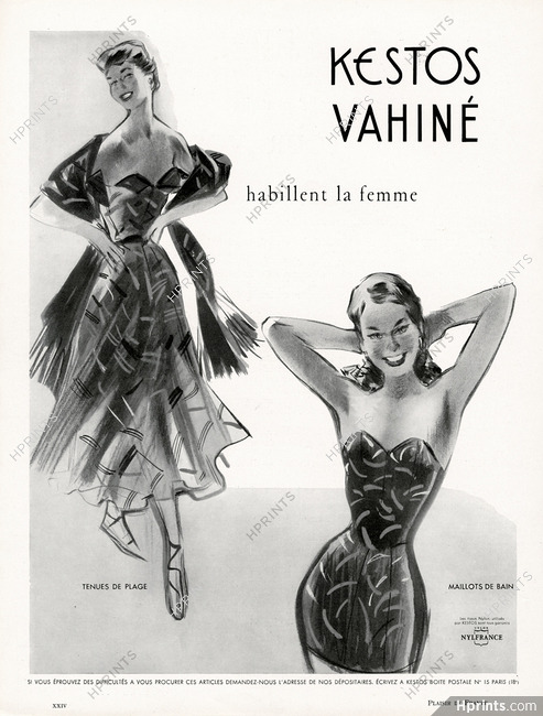 Kestos Vahiné 1954 Beachwear, Swimwear — Advertisement