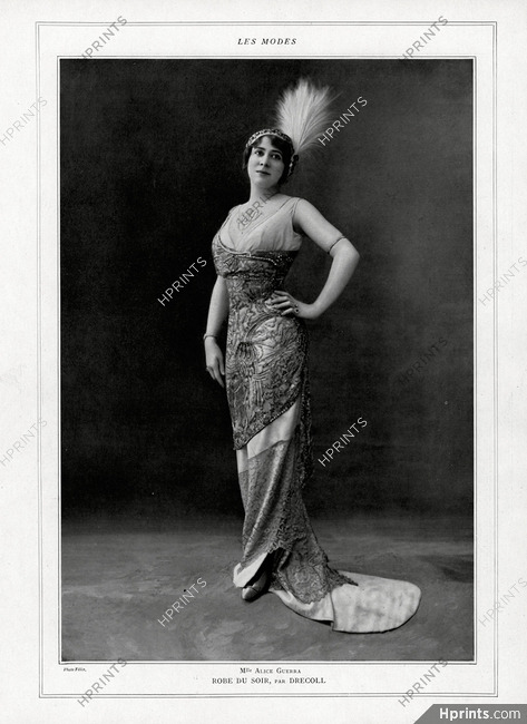 Drecoll 1911 Robe du Soir, Mlle Alice Guerra, Photo Félix