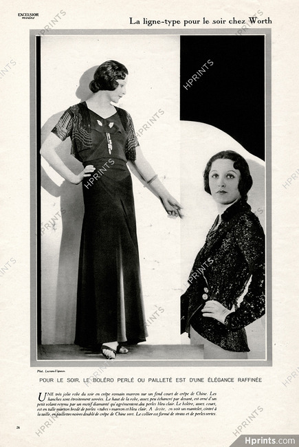 Worth 1931 Evening Gown, Boléro perlé, Photo Lecram-Vigneau