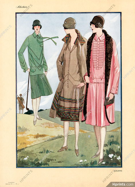 Lucien Lelong 1926 Planche Hors-texte, Fashion Illustration, Golf