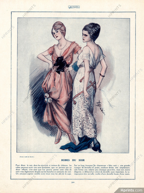 A. Soulié 1913 Robes du Soir, Fashion Illustration