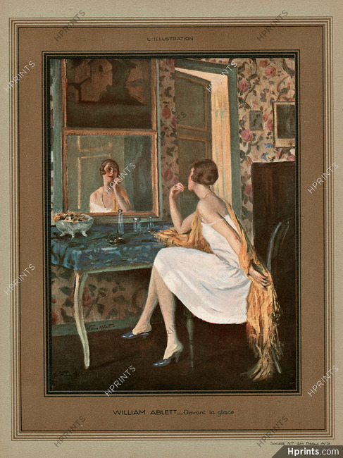 William Ablett 1926 Devant la glace, Elegant, Making-up