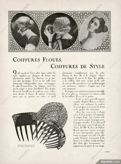 Auguste Bonaz 1921 Coiffures Floues, Coiffures de Style, Combs