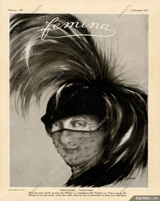 Francisco Javier Gosé 1913 "Orientalisme... Parisianisme" Veil, Feathers Hat, Femina