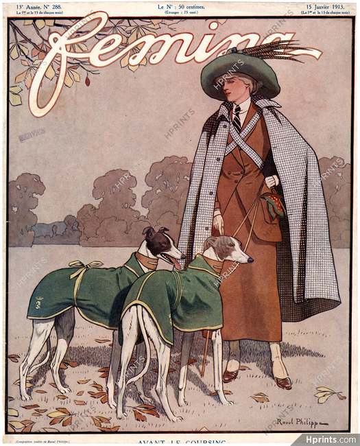 Raoul Philippe 1913 Femina Cover, Sighthound