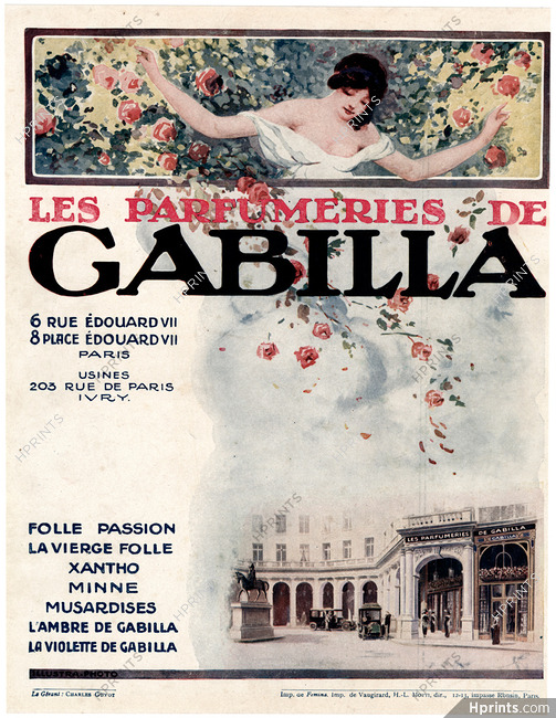 Les Parfumeries de Gabilla (Perfumes) 1913 Illustra-Photo, Rare