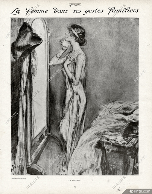 Etienne Drian 1913 "La femme dans ses gestes familiers" I. La Poudre