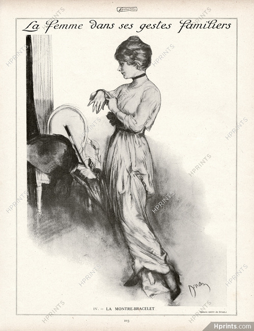 Etienne Drian 1913 "La femme dans ses gestes familiers" IV. La Montre-Bracelet, The wristwatch
