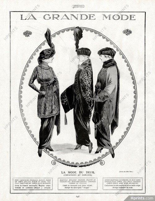 Au Sablier 1913 La Mode Du Deuil, Mlle Bert