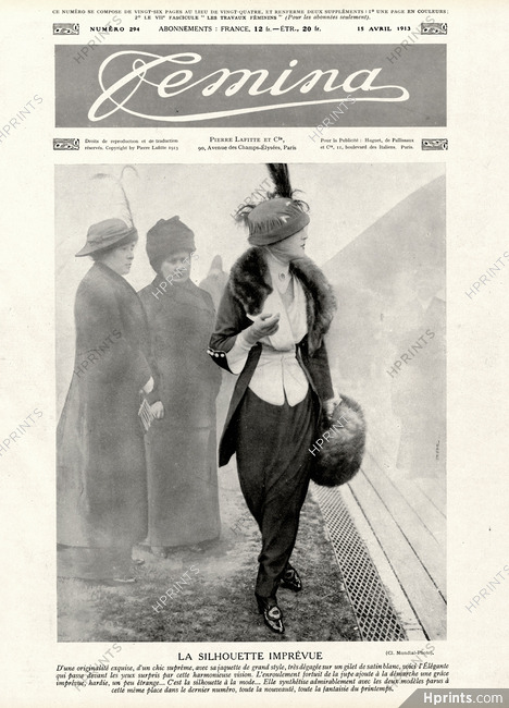 La Silhouette Imprévue 1913 Jaquette, Gilet Blanc, Jupe enroulée