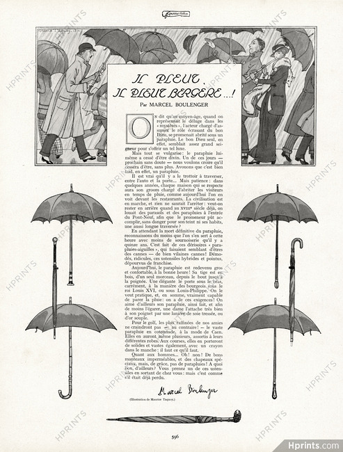 Il pleut, il pleut bergère... !, 1913 - Parapluies Maurice Taquoy, Texte par Marcel Boulenger