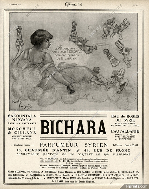 Bichara (syrian Perfumer) 1913 Bouquet Marie Louise Derval, Nirvana, Sakountala, Paule Fugère