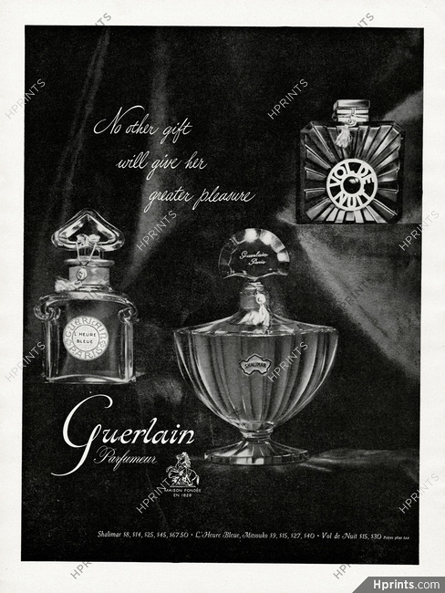 Guerlain (Perfumes) 1953 Shalimar, L'Heure Bleue, Vol de Nuit