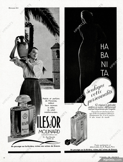 Molinard (Perfumes) 1941 Iles d'Or & Habanita, Ehrmann