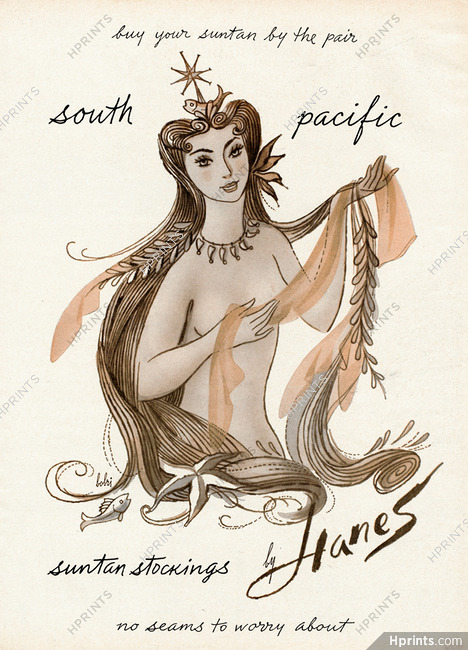Hanes (Hosiery, Stockings) 1958 Mermaid, South Pacific, Bobri