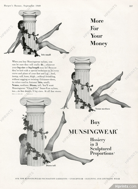 Munsingwear (Lingerie) 1949 Small Medium Tall, Stockings