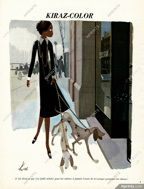 Edmond Kiraz 1973 Elegant Parisienne, Dalmatien Dog, Kiraz-color