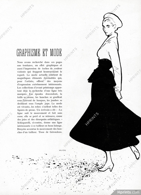 Bruyère 1948 "Graphisme et Mode" suit, Gerondeau, René Gruau