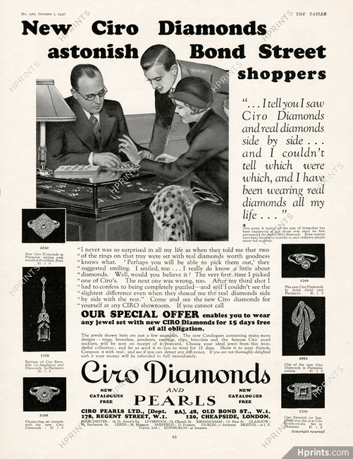 Ciro Diamonds and Pearls 1931