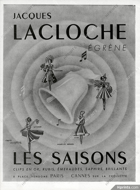 Jacques Lacloche 1945 Gold Clips Saisons, Spring, Summer, Autumn, Winter