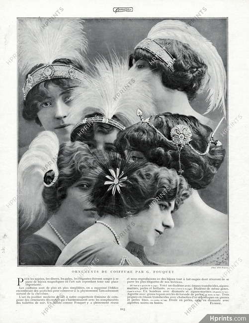 Georges Fouquet (Jewels) 1912 Diadèmes, Combs, Hairstyle Ornaments