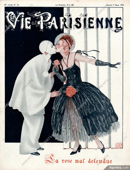Georges Léonnec 1930 La Rose Mal Défendue, Pierrot and Columbine, La Vie Parisienne