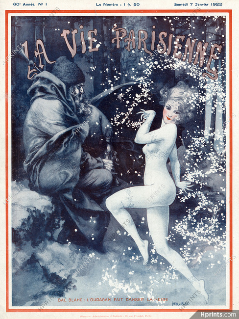 Hérouard 1922 Bal Blanc, La Neige, Snow (rare cover)