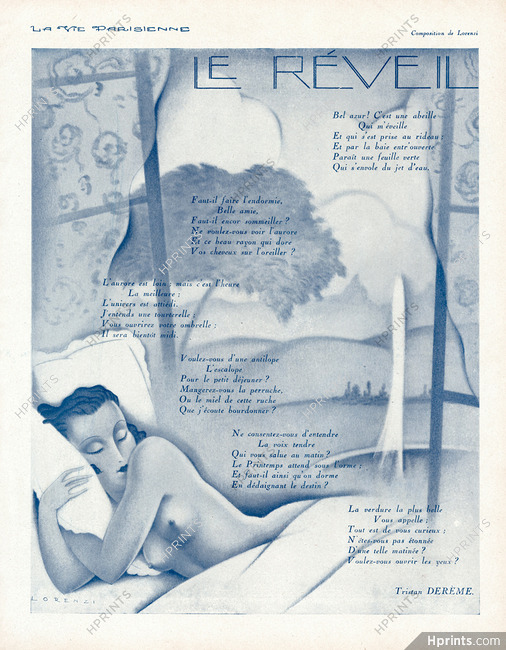 Fabius Lorenzi 1930 Le Réveil, Poème de Tristan Derème