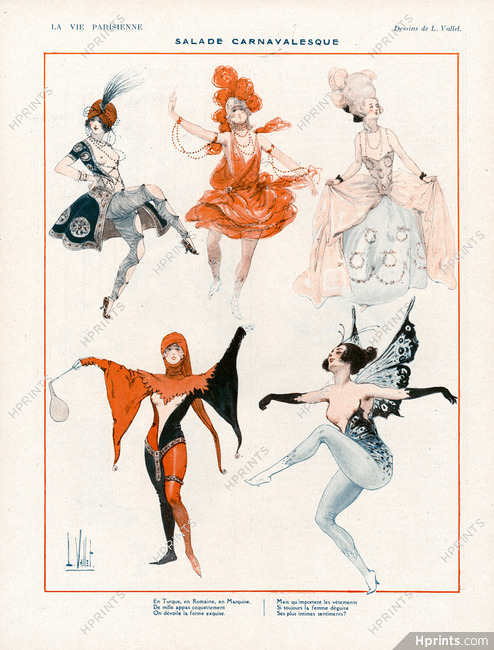 Louis Vallet 1922 Salade Carnavalesque, Turque, Romaine, Marquise, Carnival Costumes