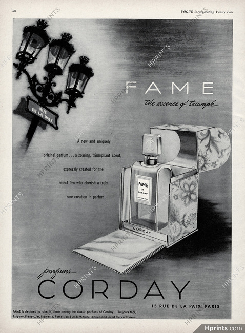 Corday (Perfumes) 1948 Fame
