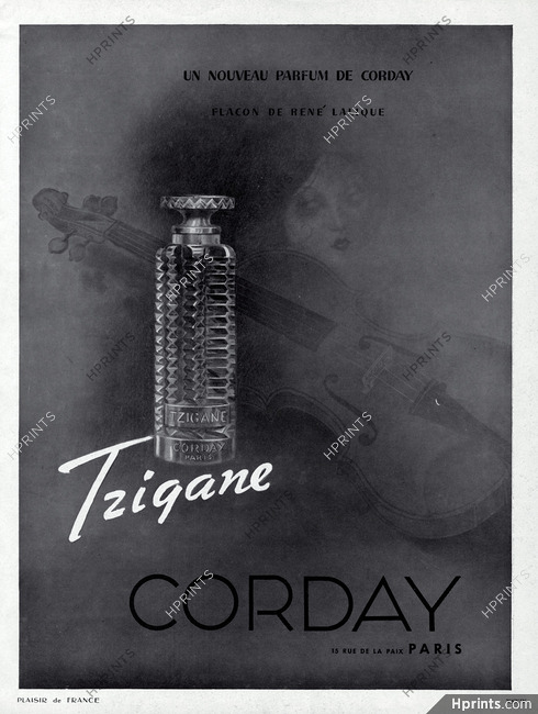 Corday (Perfumes) 1939 Tzigane, Flacon de René Lalique