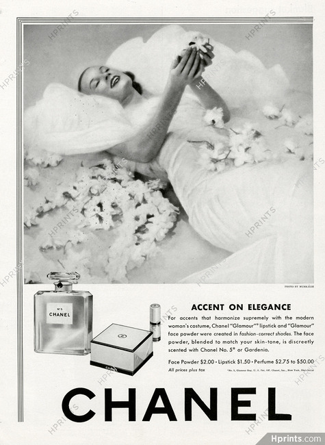 Chanel (Cosmetics) 1942 Numéro 5, Glamour Lipstick, Face Powder, Photo Munkacsi