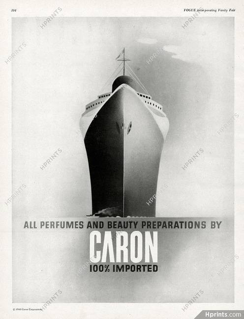 Caron (Perfumes) 1948 "All perfumes and beauty preparations by"