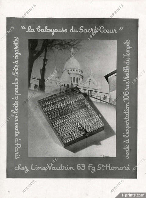 Line Vautrin 1947 Powder Box, Cigarette Box, La Balayeuse du Sacré-Coeur... Pierre Jahan