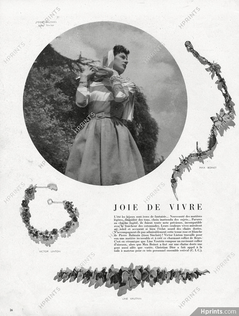 Max Boinet, Victor Linton, Line Vautrin 1947 Bijoux fantaisie, Pierre Balmain