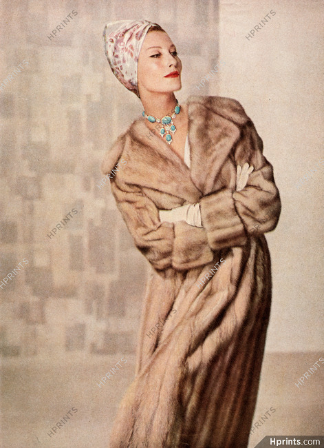 Van Cleef & Arpels 1957 Turquoise and Diamond Necklace, Fur Coat