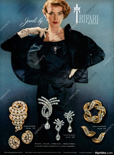 Trifari (Jewels) 1953 Pins, Earrings, Photo Népo