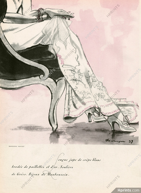 Madeleine Vionnet 1937 Evening Gown, Mauboussin, Souliers Gréco, Pierre Mourgue