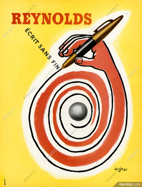 Reynolds (Pens) 1950 Savignac, Poster Art