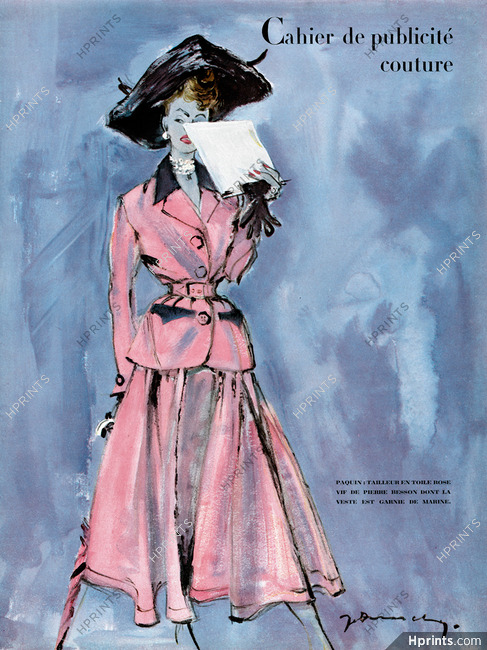 Paquin 1948 Tailleur rose, Summer Suit, Jacques Demachy