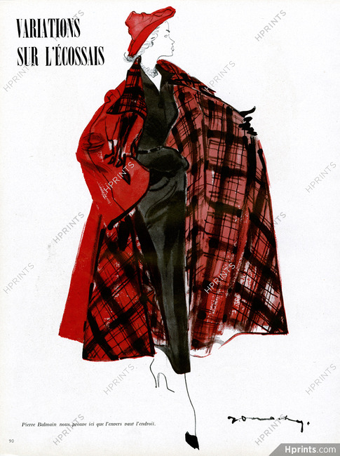 Pierre Balmain 1948 "Variations sur l'écossais", Coat, Jacques Demachy