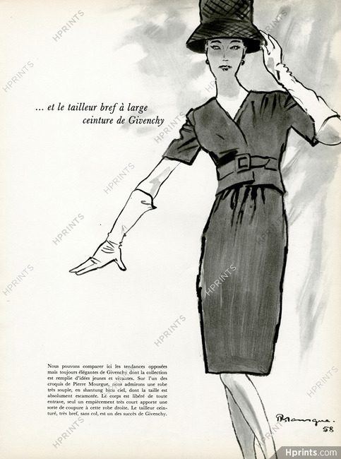 Givenchy 1958 Tailleur bref sans col, Pierre Mourgue