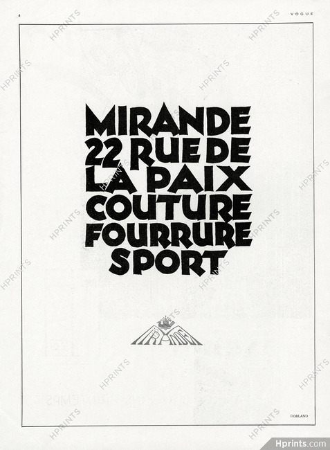 Mirande (Couture) 1929 Typography