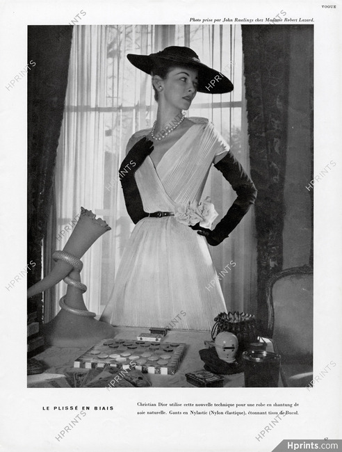 Christian Dior 1951 Plissé en biais, Photo John Rawlings